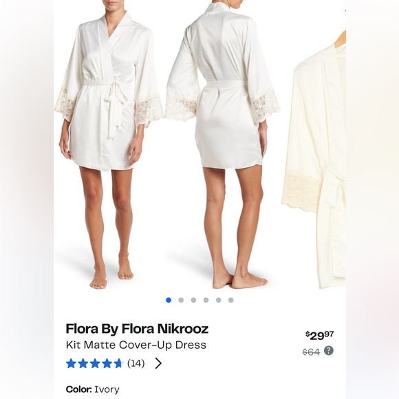 Never worn beautiful lace satin bridal robe, size small/medium - Picture 5 of 9